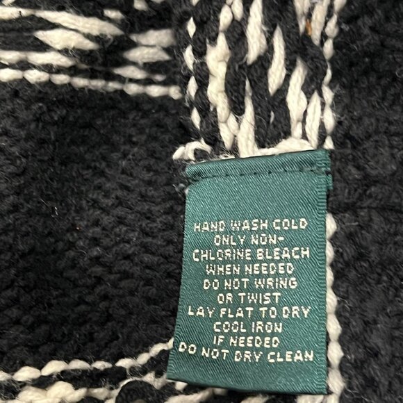 Lauren Ralph Lauren Zip Cardigan, Southwest, Cotton, Black Ivory, XL - Picture 4 of 11